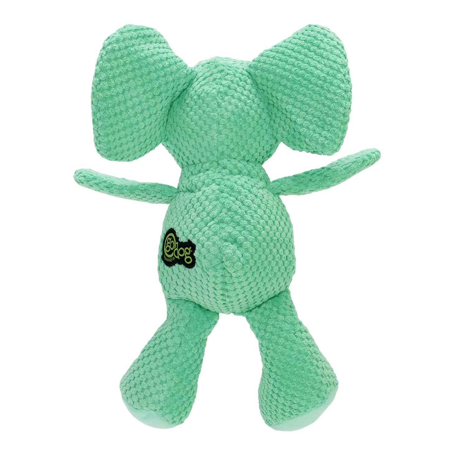 Checkers Elephant Squeaky Plush Dog Toy, Chew Guard Technology - Green, Large