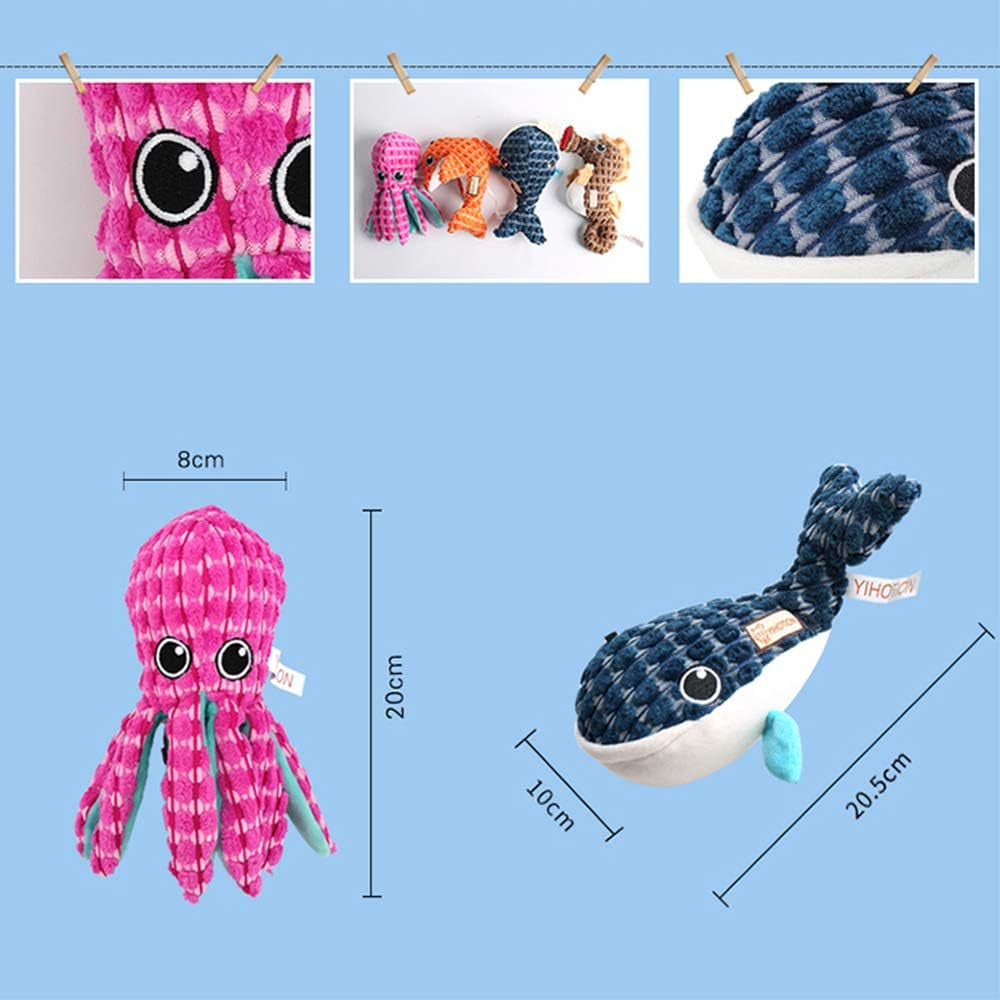 Ocean Series Dog Toys, Octopus Shape, Cute and Squeaky for Aggressive Chewers, Large Octopus