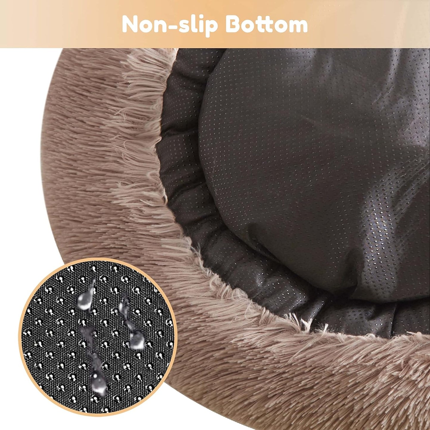 Professional Title: ```Western Home Faux Fur Pet Bed - Calming Anti-Anxiety Donut Cuddler for Small, Medium, and Large Pets - Round Warm Washable Bed (20", Brown)```