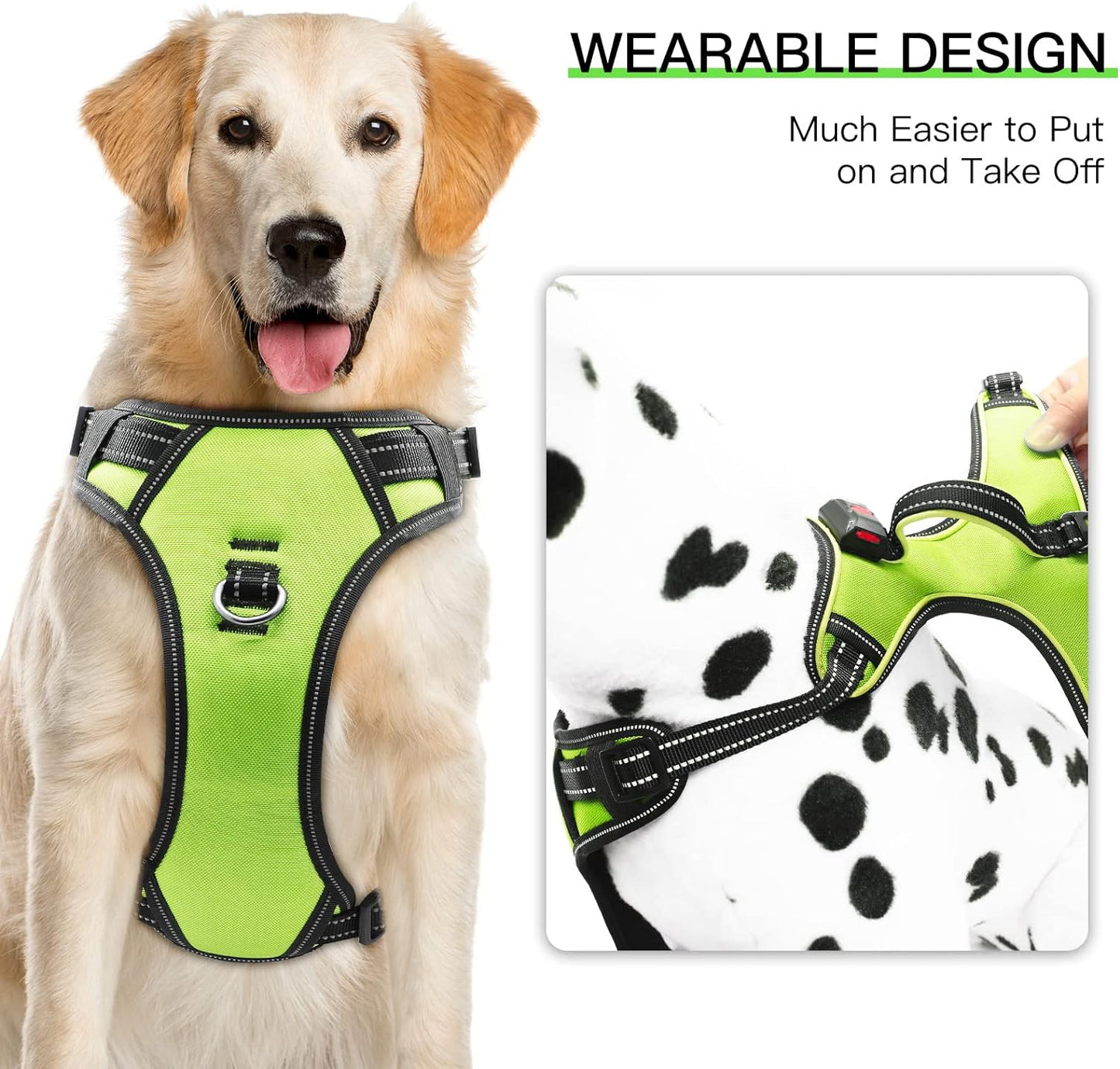 LED Dog Harness- Durable Light up Dog Harness, Reflective Dog Harness Light, Adjustable LED Dog Coat for Small, Medium and Large Dogs (Medium, Green)