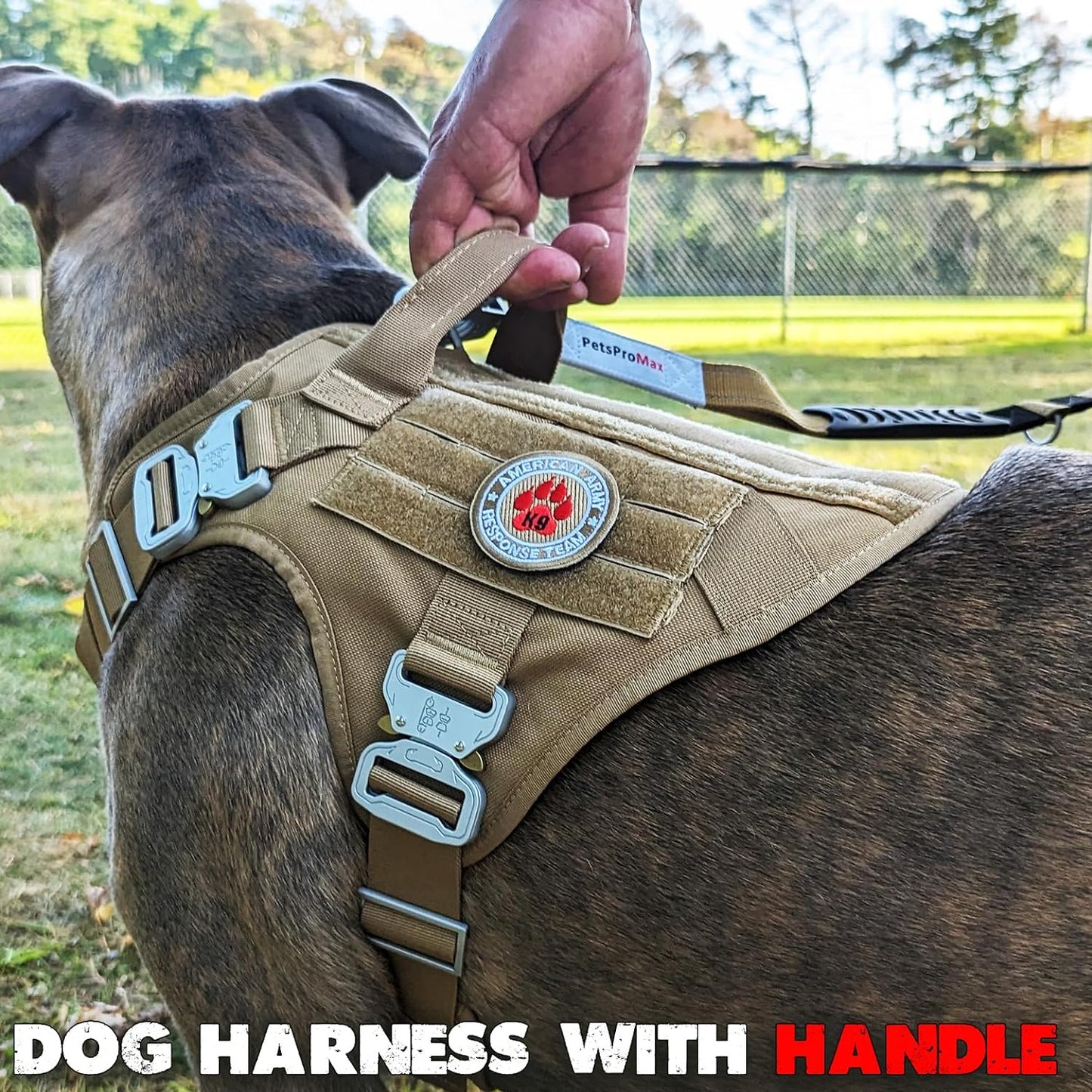 Tactical Dog Harness with 4 Metal Buckles, Waterproof; Bite-Proof Military Grade Dog Vest, Stop Pulls but Does Not Choke His Neck, Great with Prevents Escapes, Heavy-Duty Dog Harness for Medium Dogs