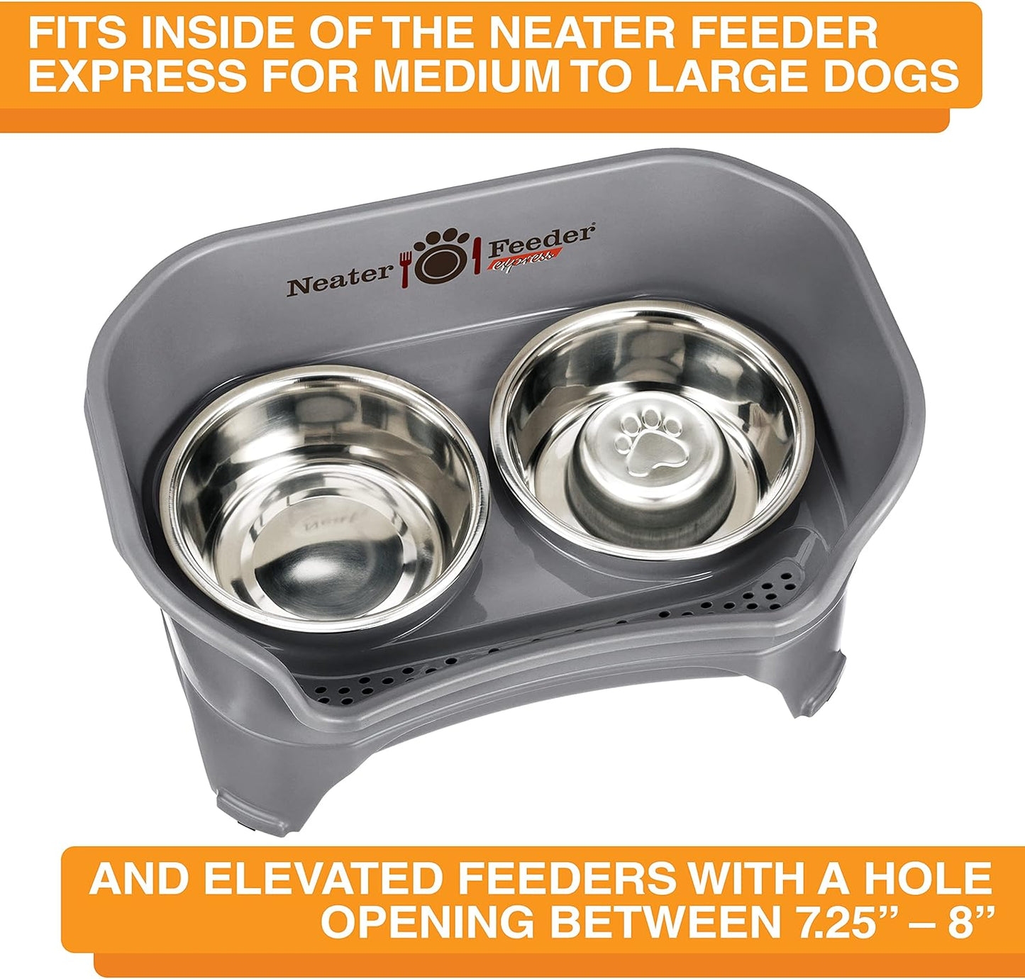 Stainless Steel Slow Feed Bowl for Dogs or Cats - Fits in Neater Feeders and Other Raised Feeders (3 Cup)