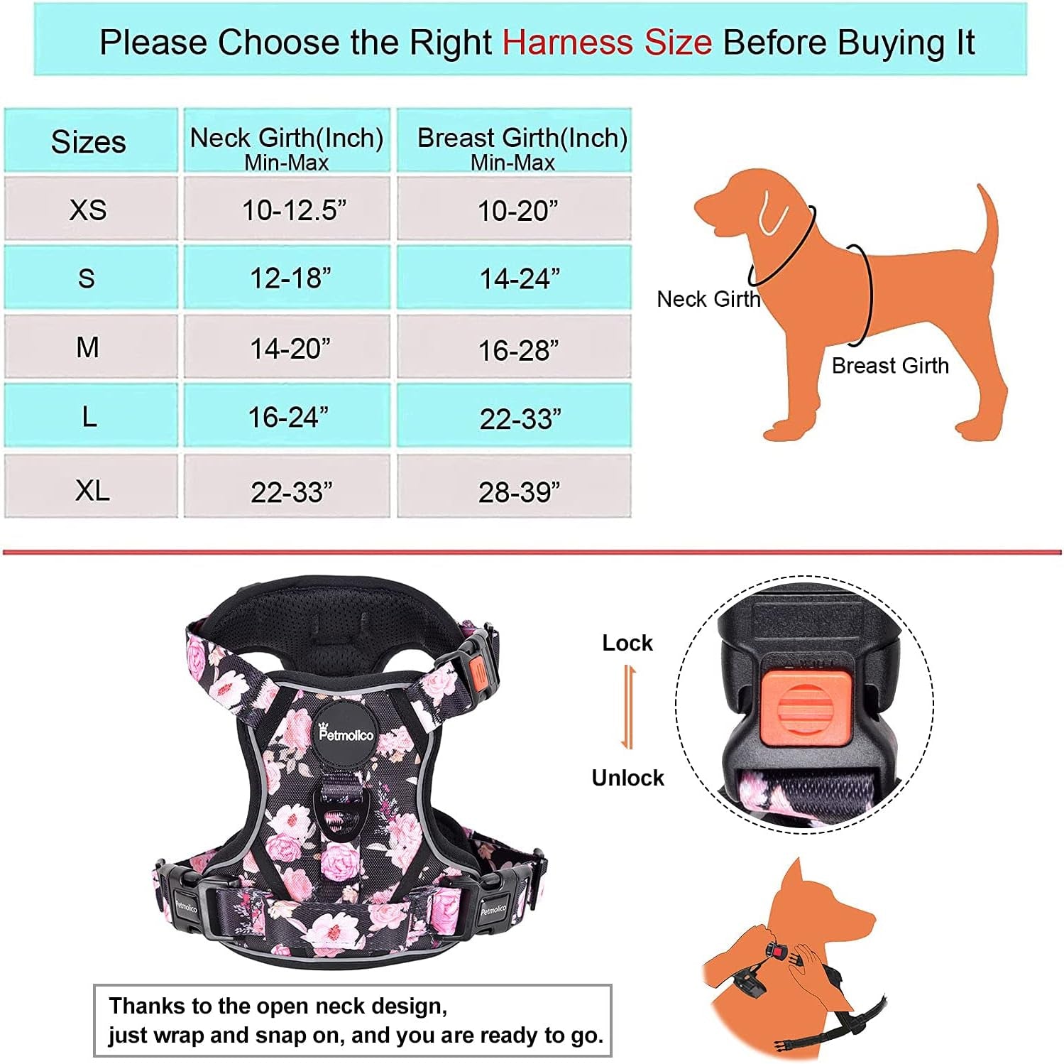 No Pull Dog Harness Set, 2 Leash Attchment Easy Control Handle Reflective Vest Dog Harness Small Breed, Small Dogs Harness and Leash Set with Poop Bag Holder, Small Pink Rose