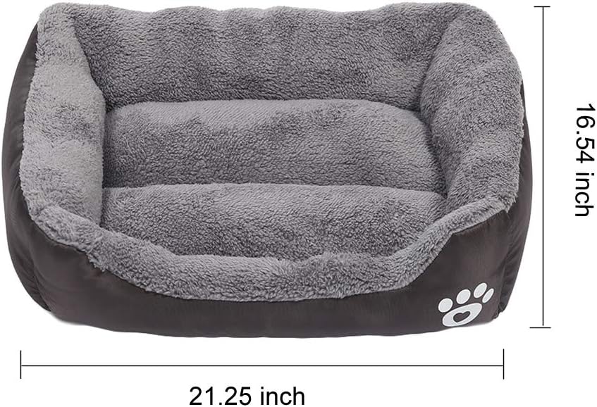 Luxury Plush Pet Bed - Self Warming, Washable, Brown - Small/Medium