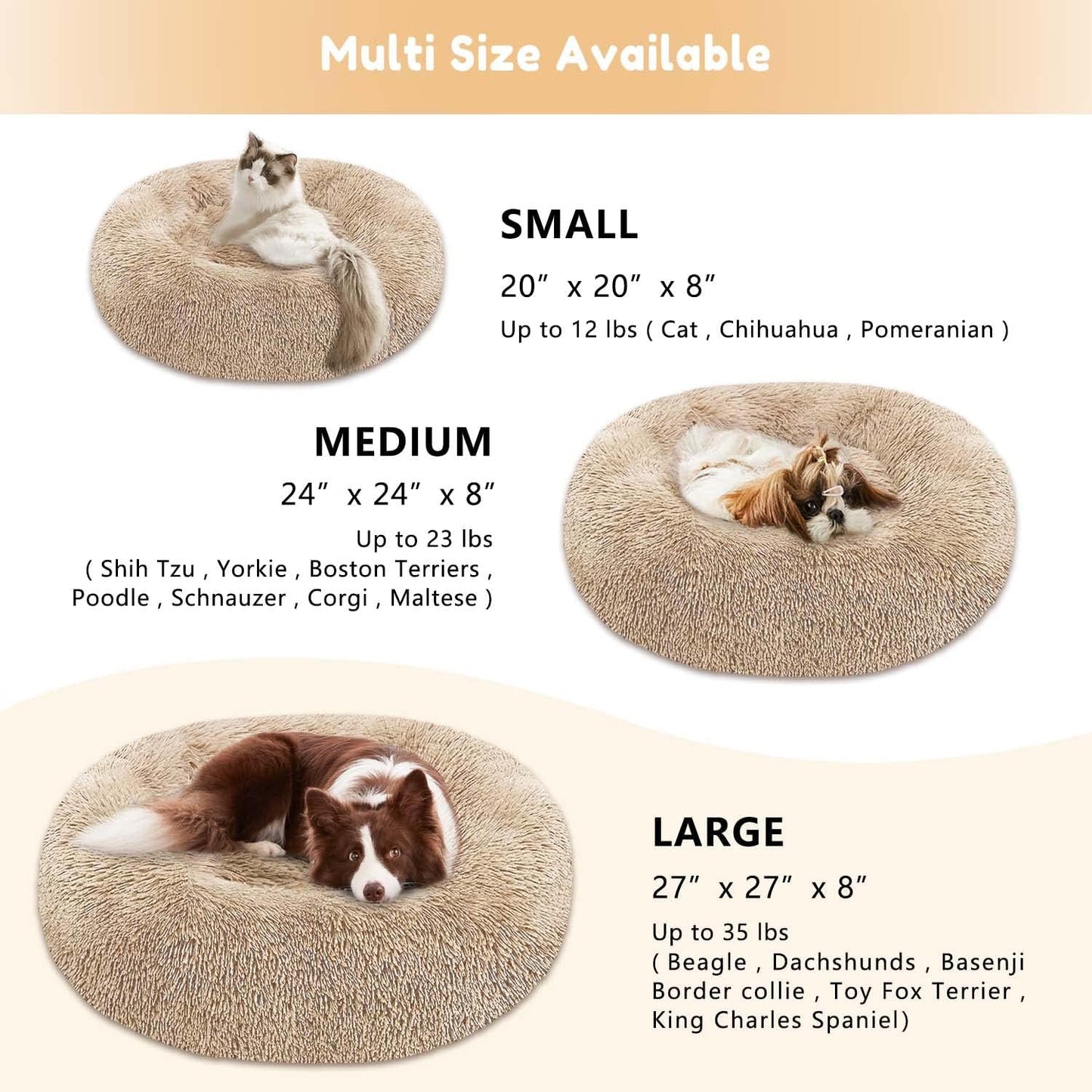 Professional Title: ```Western Home Faux Fur Pet Bed - Calming Anti-Anxiety Donut Cuddler for Small, Medium, and Large Pets - Round Warm Washable Bed (20", Brown)```