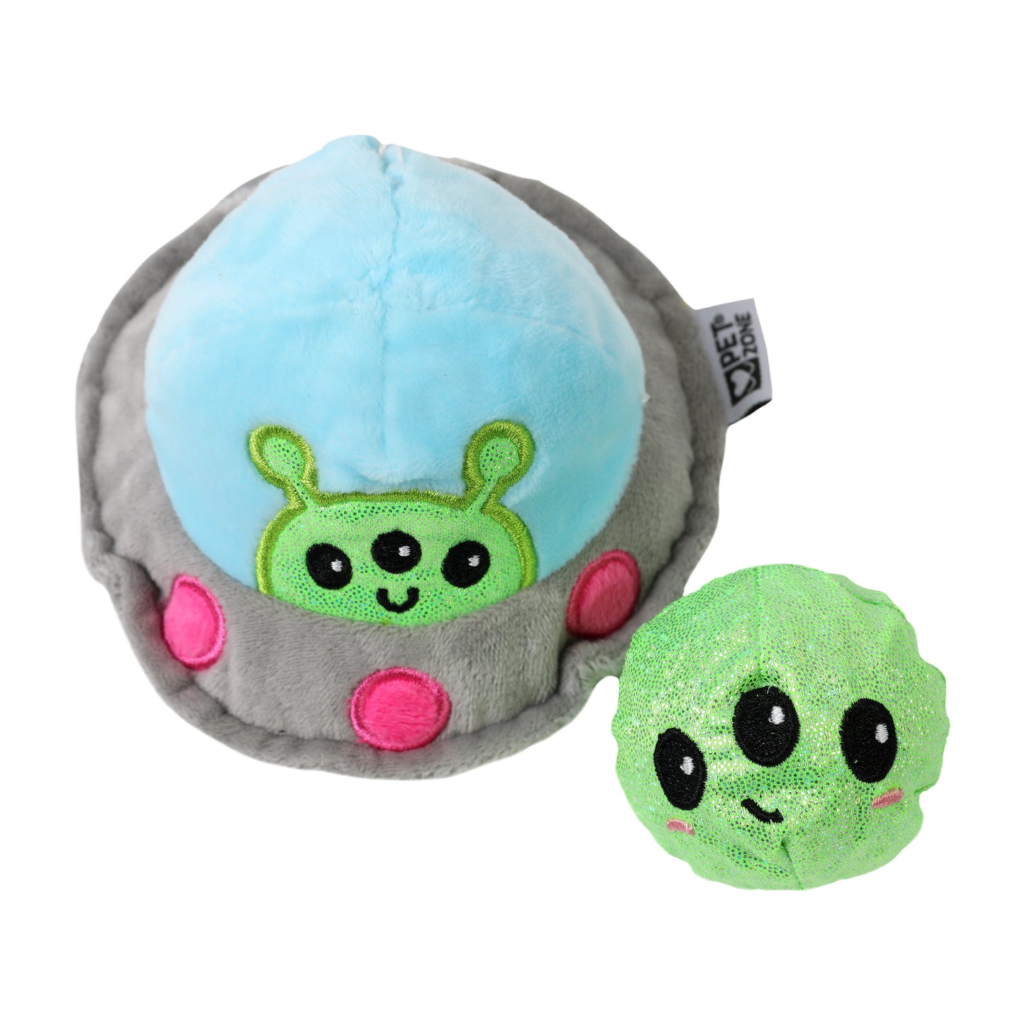 Alien Flying Saucer 3 in 1 Plush Squeaky Dog Toys for Small Dogs