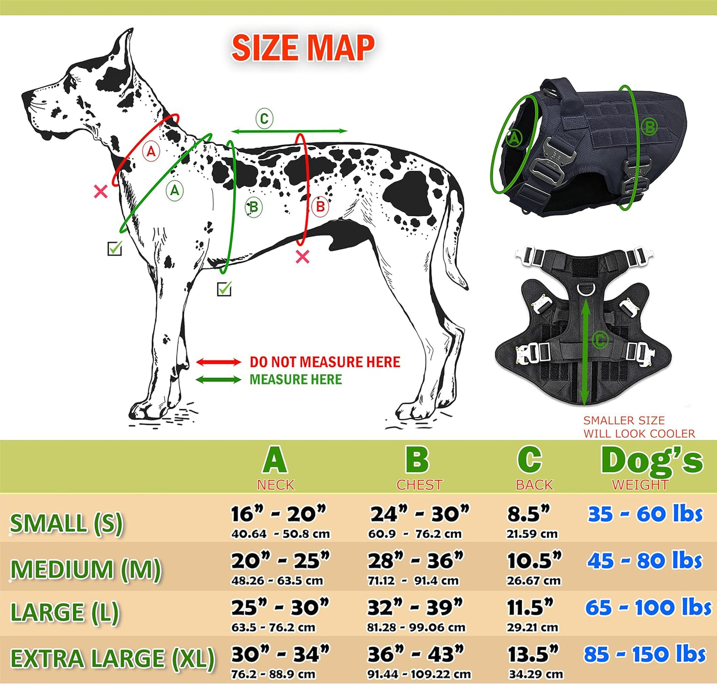 Tactical Dog Harness with 4 Metal Buckles, Waterproof; Bite-Proof Military Grade Dog Vest, Stop Pulls but Does Not Choke His Neck, Great with Prevents Escapes, Heavy-Duty Dog Harness for Medium Dogs