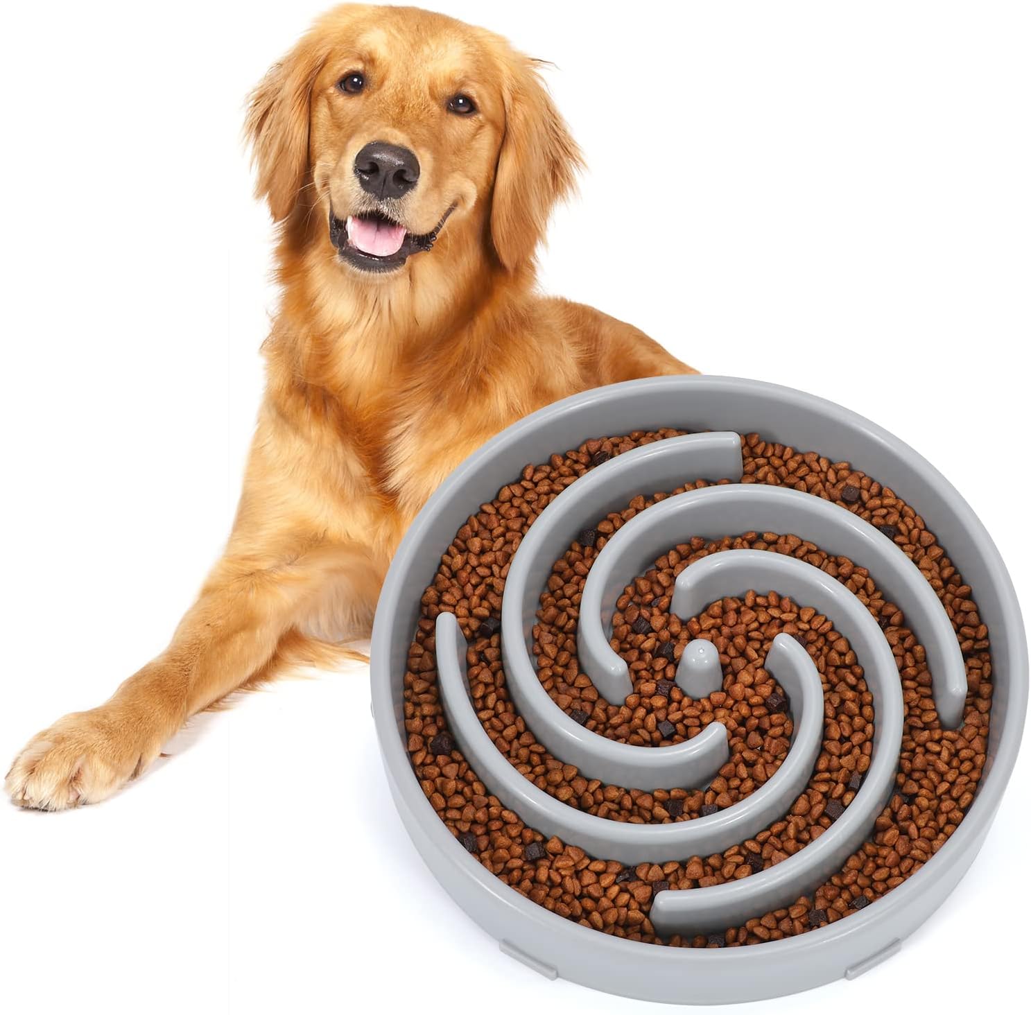 Large Dog Slow Feeder Bowl for Healthy and Interactive Food Feeding - Non-Slip Maze Design