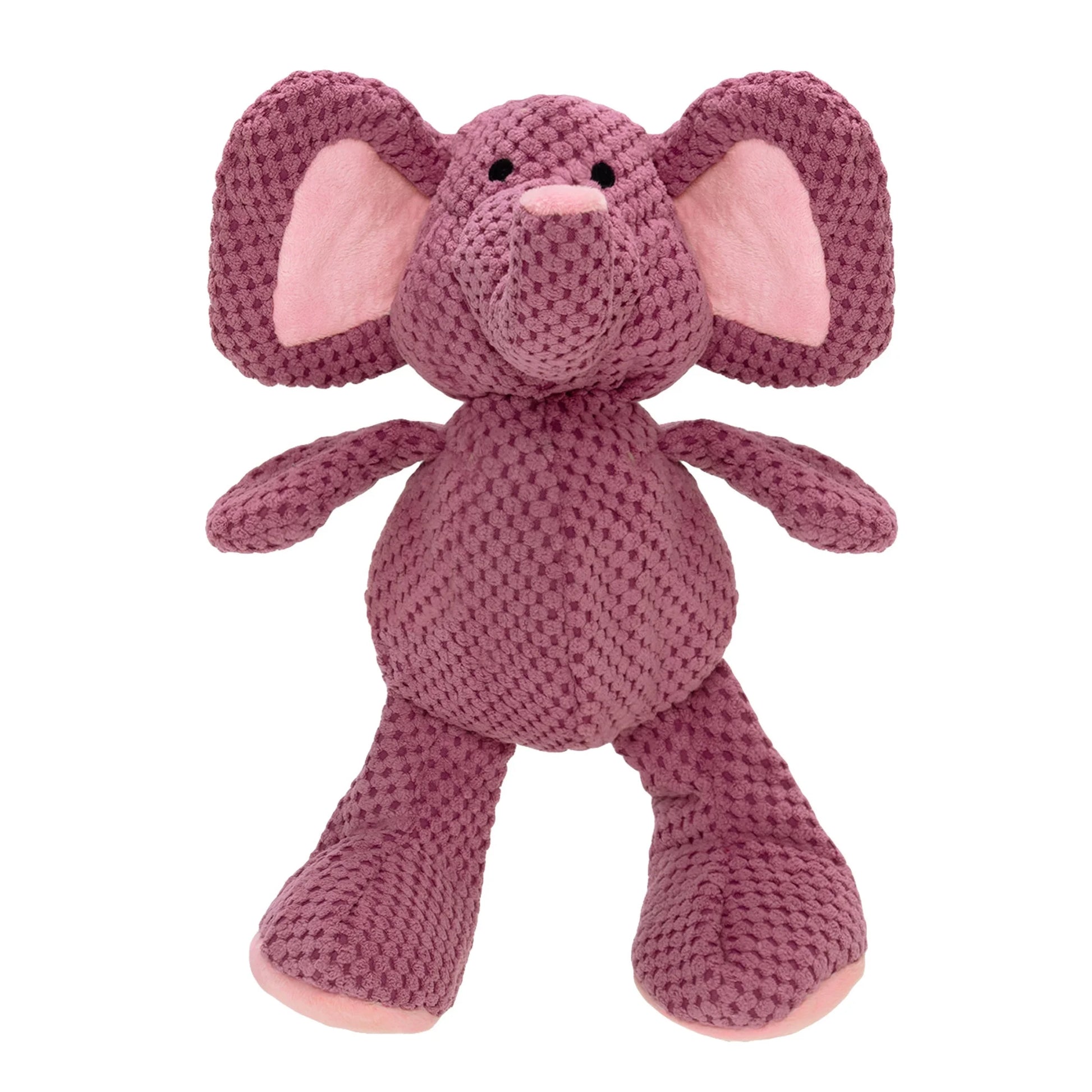 Checkers Elephant Squeaky Plush Dog Toy, Chew Guard Technology - Violet, Large