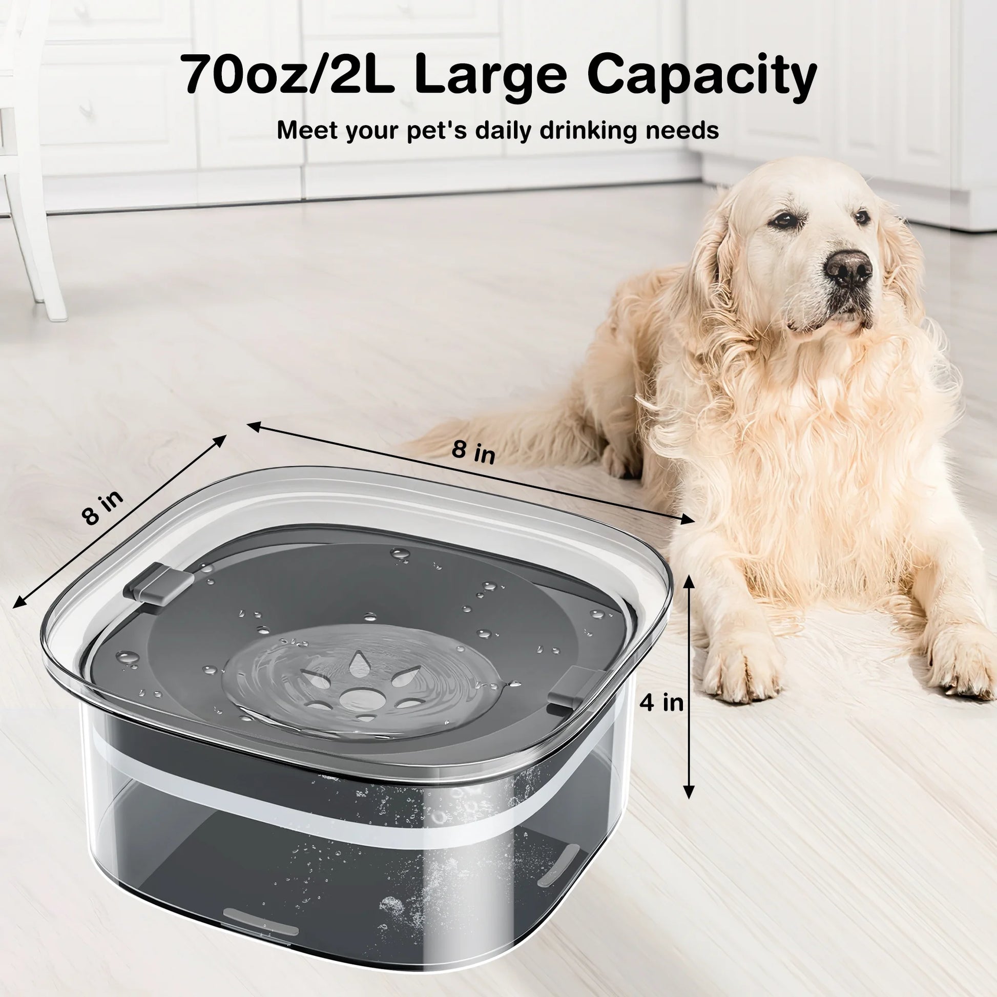 70Oz/2L Dog Water Bowl, Dog Bowl No Spill Large Capacity Slow Water Feeder, Spill Proof Pet Water Dispenser Vehicle/Outdoor/Indoor Drinking Water Bowl for Dogs and Cats