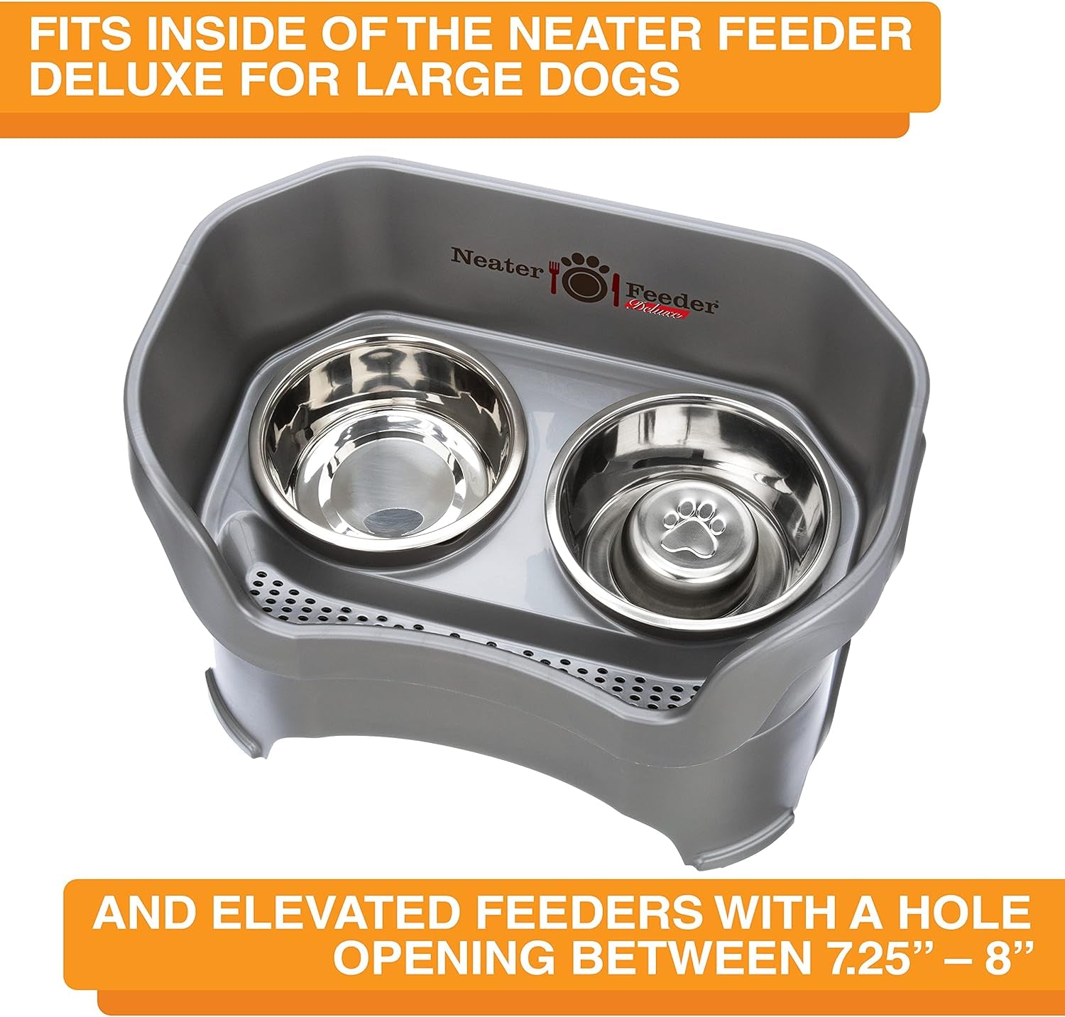 Stainless Steel Slow Feed Bowl for Dogs or Cats - Fits in Neater Feeders and Other Raised Feeders (3 Cup)