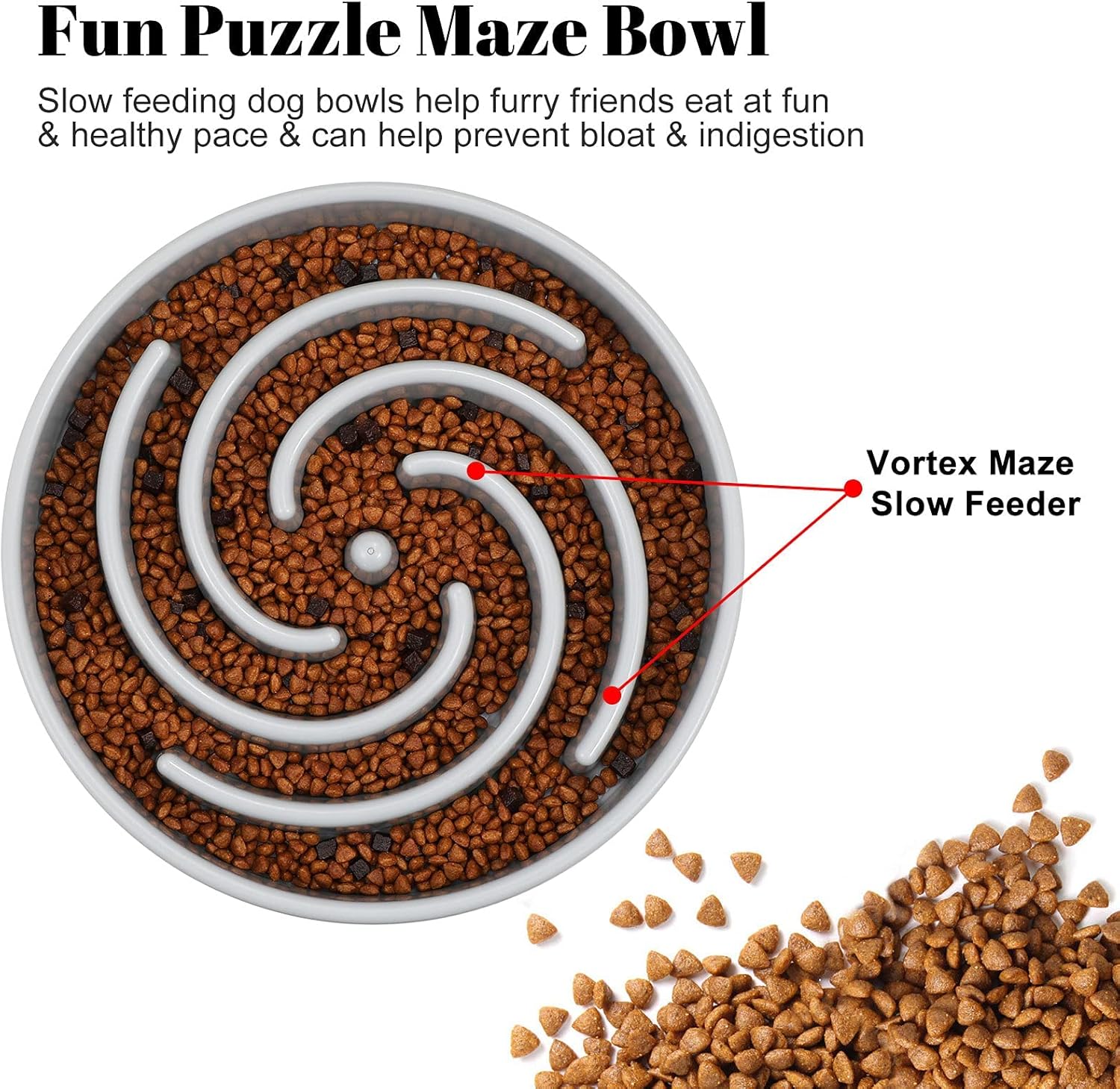 Large Dog Slow Feeder Bowl for Healthy and Interactive Food Feeding - Non-Slip Maze Design