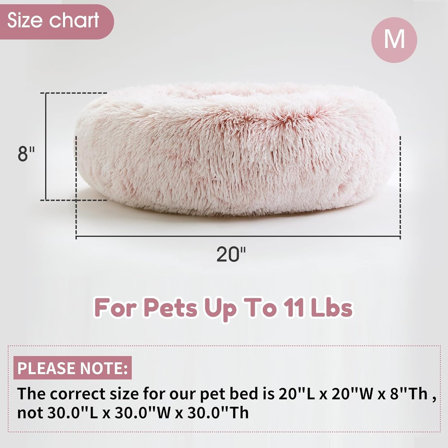 Calming Dog & Cat Bed, Anti-Anxiety Donut Cuddler Warming Cozy Soft round Bed, Fluffy Faux Fur Plush Cushion Bed for Small Medium Dogs and Cats