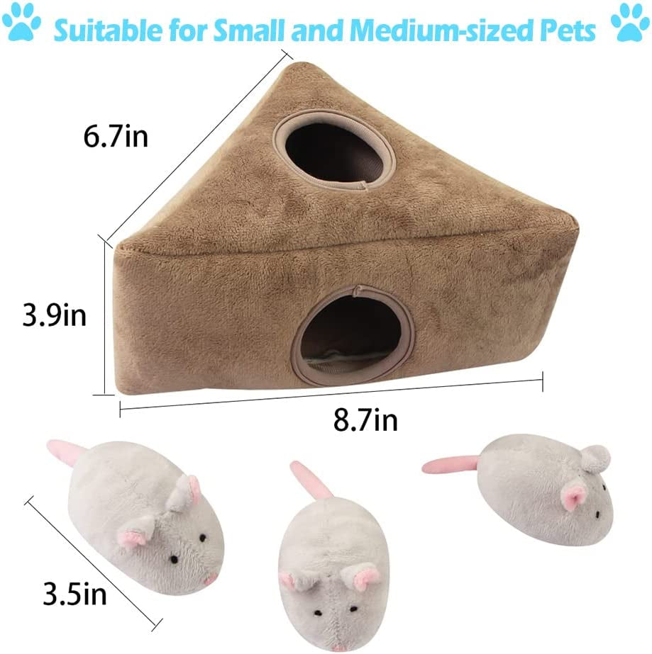 Squeaky Dog Toys, Durable Interactive Hide and Seek Dog Plush Toys for Medium Small Dogs, Pets, Christmas Dog Toy for Dogs, Mouse Dog Toys