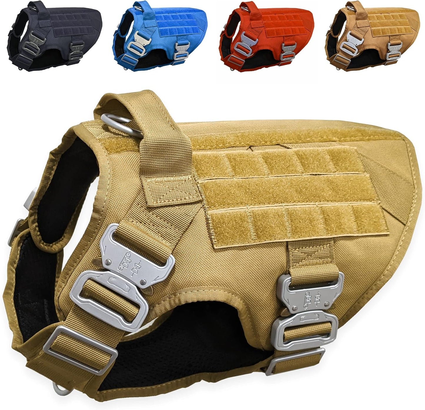 Tactical Dog Harness with 4 Metal Buckles, Waterproof; Bite-Proof Military Grade Dog Vest, Stop Pulls but Does Not Choke His Neck, Great with Prevents Escapes, Heavy-Duty Dog Harness for Medium Dogs