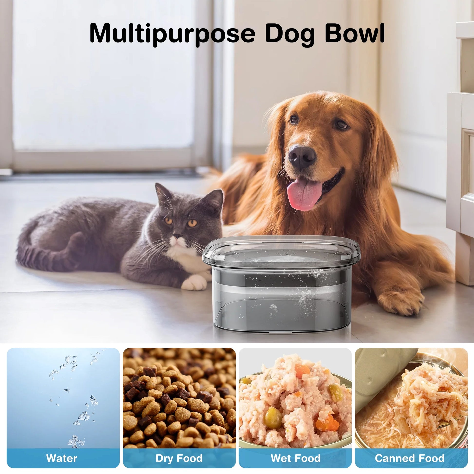 70Oz/2L Dog Water Bowl, Dog Bowl No Spill Large Capacity Slow Water Feeder, Spill Proof Pet Water Dispenser Vehicle/Outdoor/Indoor Drinking Water Bowl for Dogs and Cats