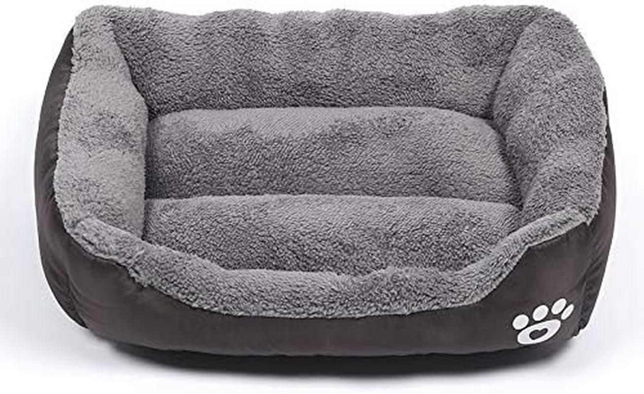 Luxury Plush Pet Bed - Self Warming, Washable, Brown - Small/Medium