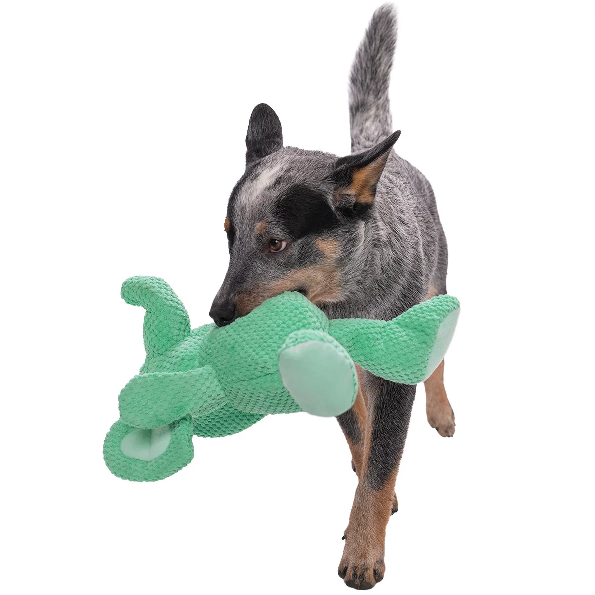 Checkers Elephant Squeaky Plush Dog Toy, Chew Guard Technology - Green, Large