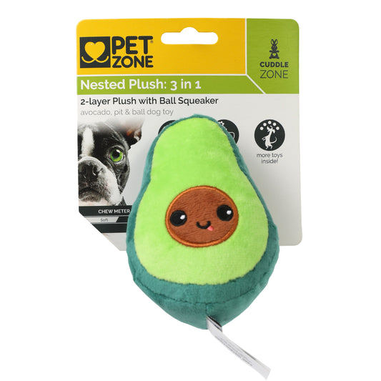 Avocado and Pit 3 in 1 Plush Squeaky Dog Toys for Small Dogs