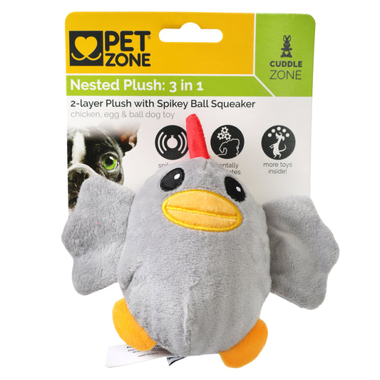 Chicken and Egg 3 in 1 Plush Squeaky Dog Toys for Small Dogs