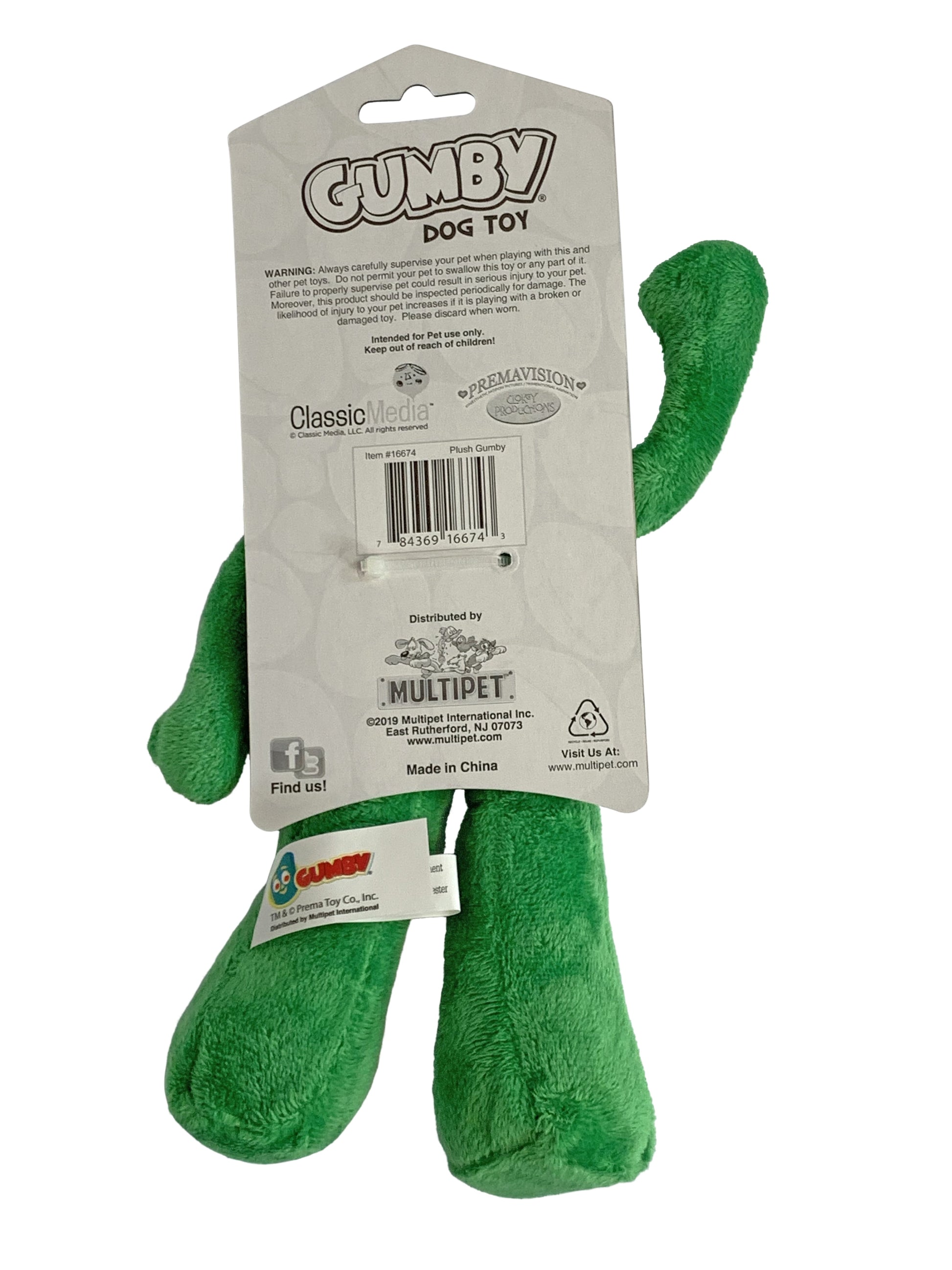 Original Gumby Plush Dog Toy, 9" Squeak, Green