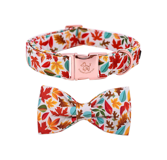 Fall Dog Collar, Male or Female Dog Collar with Bow Adjustable Soft Bow Tie Dog Collars for Small Dogs