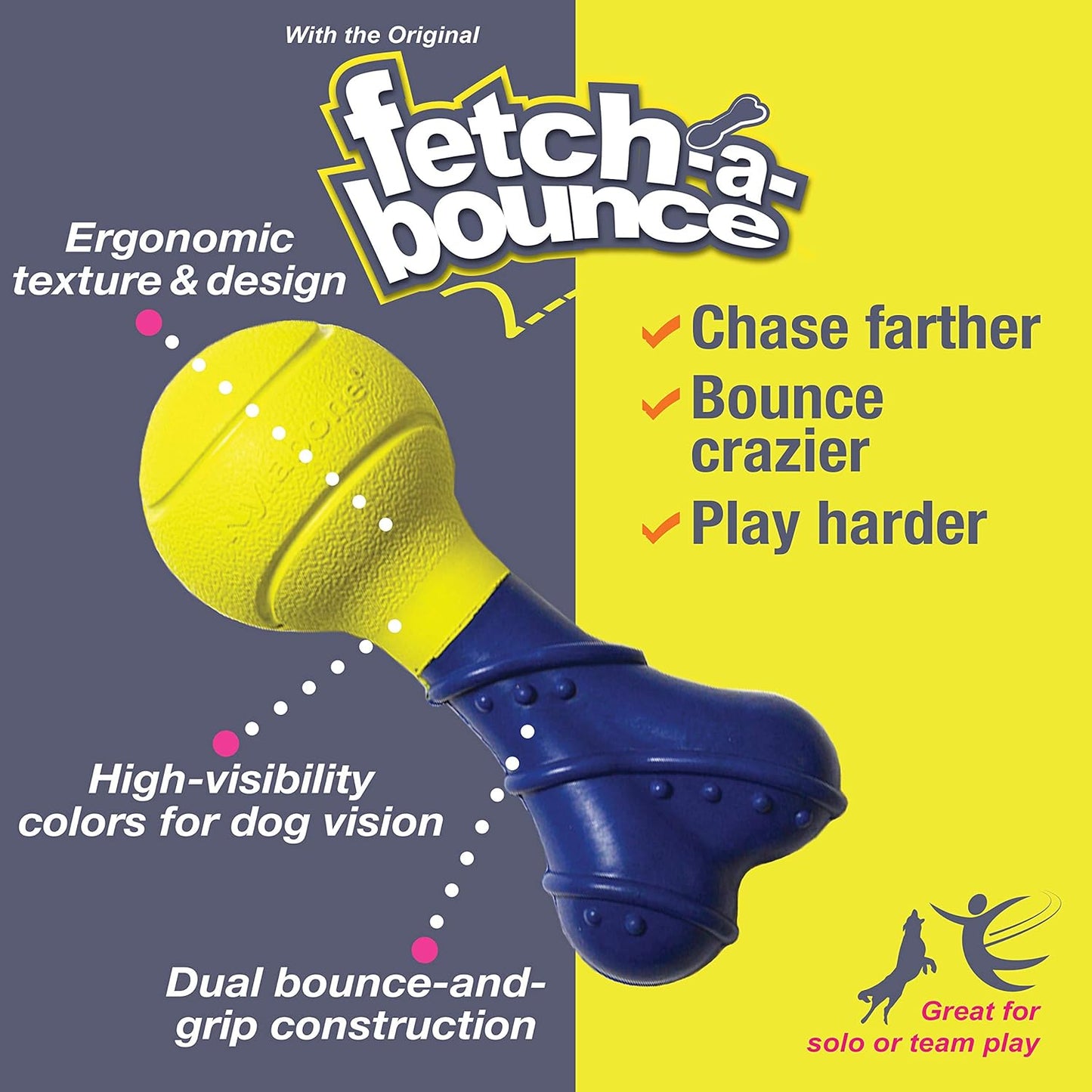 Power Play Fetch-A-Bounce Interactive Play Toy, Fetch Toy for Dogs, Small (1 Count)