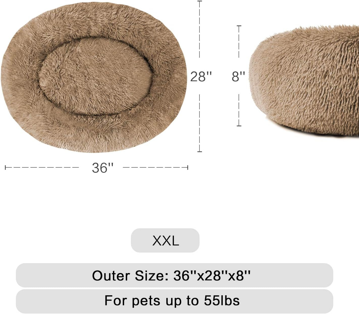 round Bed for Small Medium Large Dogs, Ultra Soft Pet Bed Machine Washable (24''/32''/36''/44'')