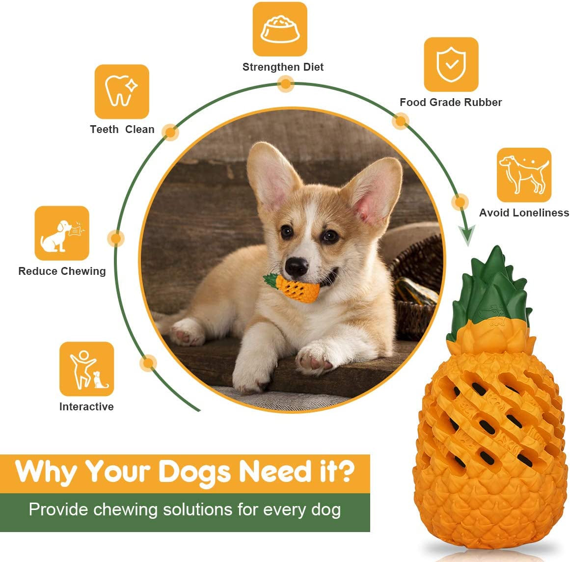 Puppy Chew Toys Small Dogs Toys Indestructible Dog Chew Toys Tough Dispensing Dog Treat Toy Durable Pineapple Teething Toys