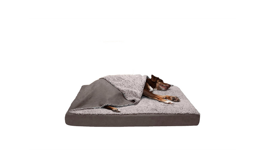 Cooling Gel Dog Bed for Large Dogs W/ Removable Washable Cover, for Dogs up to 95 Lbs - Berber & Suede Blanket Top Mattress - Gray, Jumbo/Xl