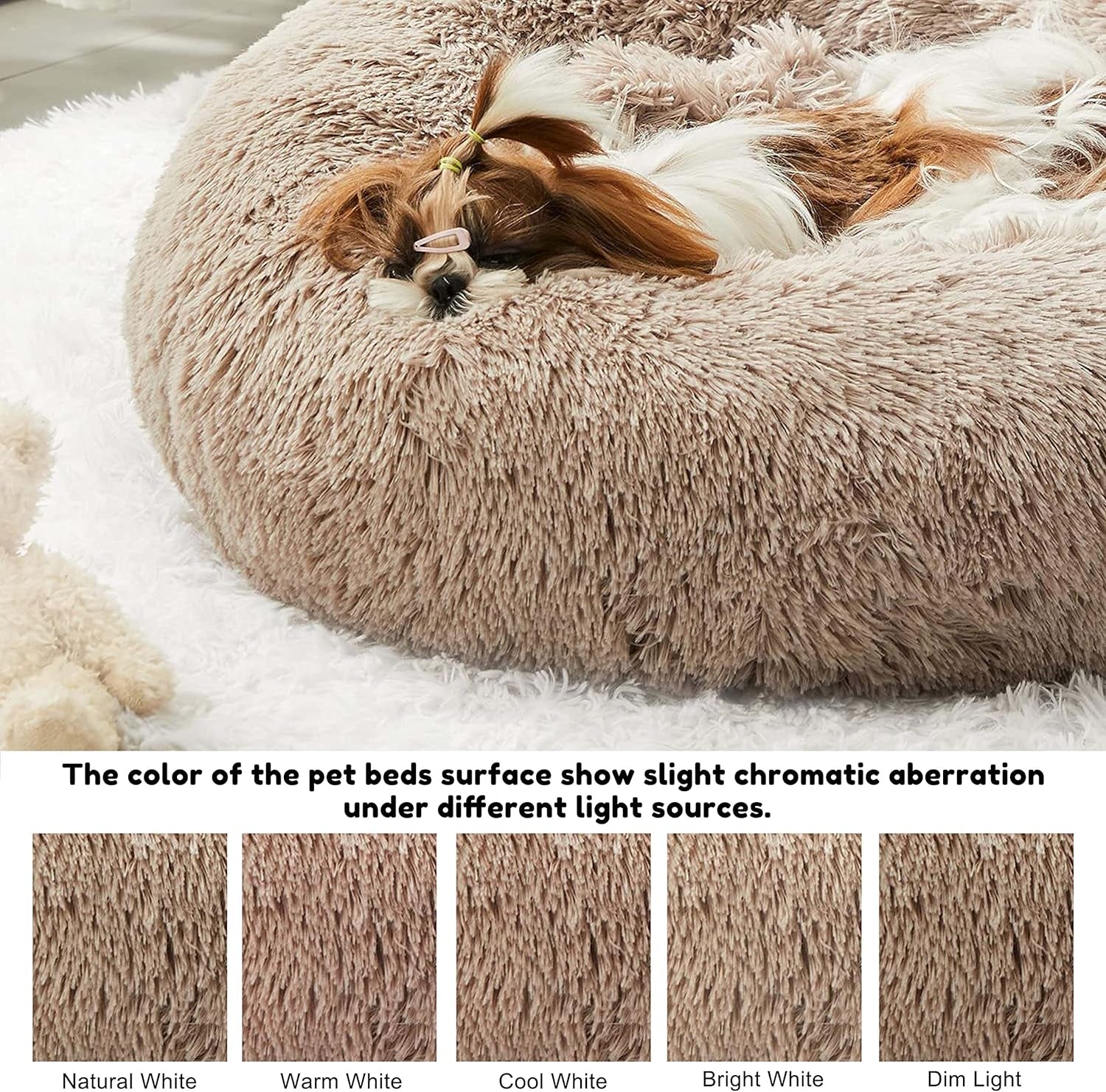 Professional Title: ```Western Home Faux Fur Pet Bed - Calming Anti-Anxiety Donut Cuddler for Small, Medium, and Large Pets - Round Warm Washable Bed (20", Brown)```