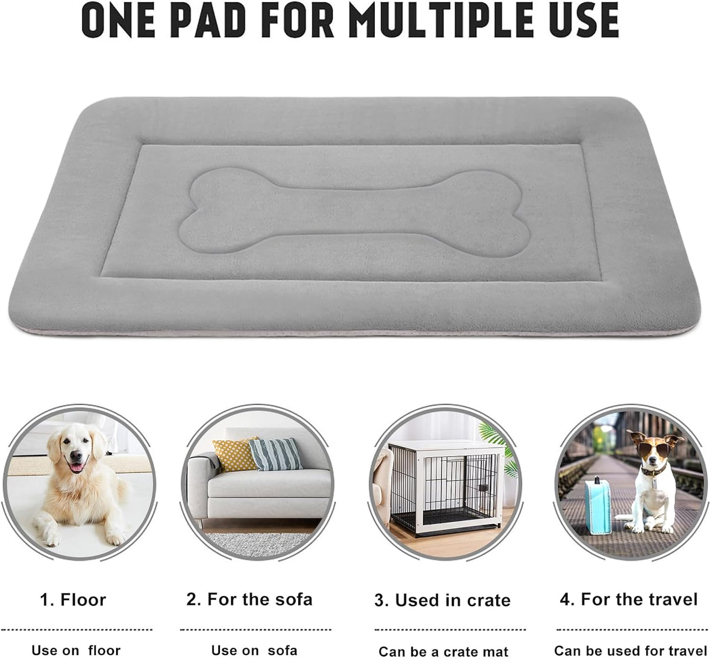 Large Dog Bed Soft Dog Crate Pad Mat 42 in Non-Slip Bottom Washable Dog Sleeping Mattress Pet Beds Cat Beds Kennel Pads