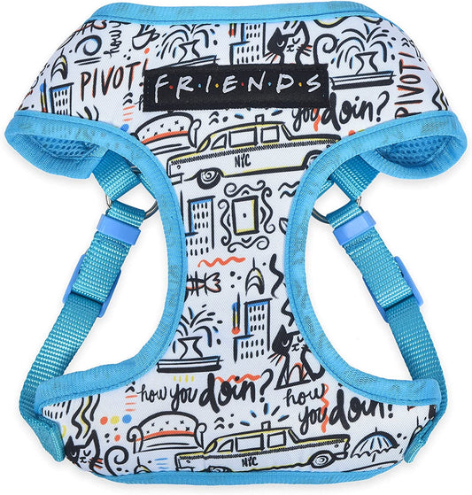 City Doodle Dog Harness for Small Dogs, Small (S) | Blue Small Dog Harness, No Pull Dog Harness with D-Ring | Machine Washable Friends Merch for Dogs from Friends TV Show