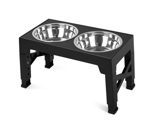 Elevated Dog Bowls Stand with 2 Stainless Steel Dishes, Adjusts to 5 Heights (3.15", 8.9", 10",11.2", 12.4") for Medium and Large Dogs