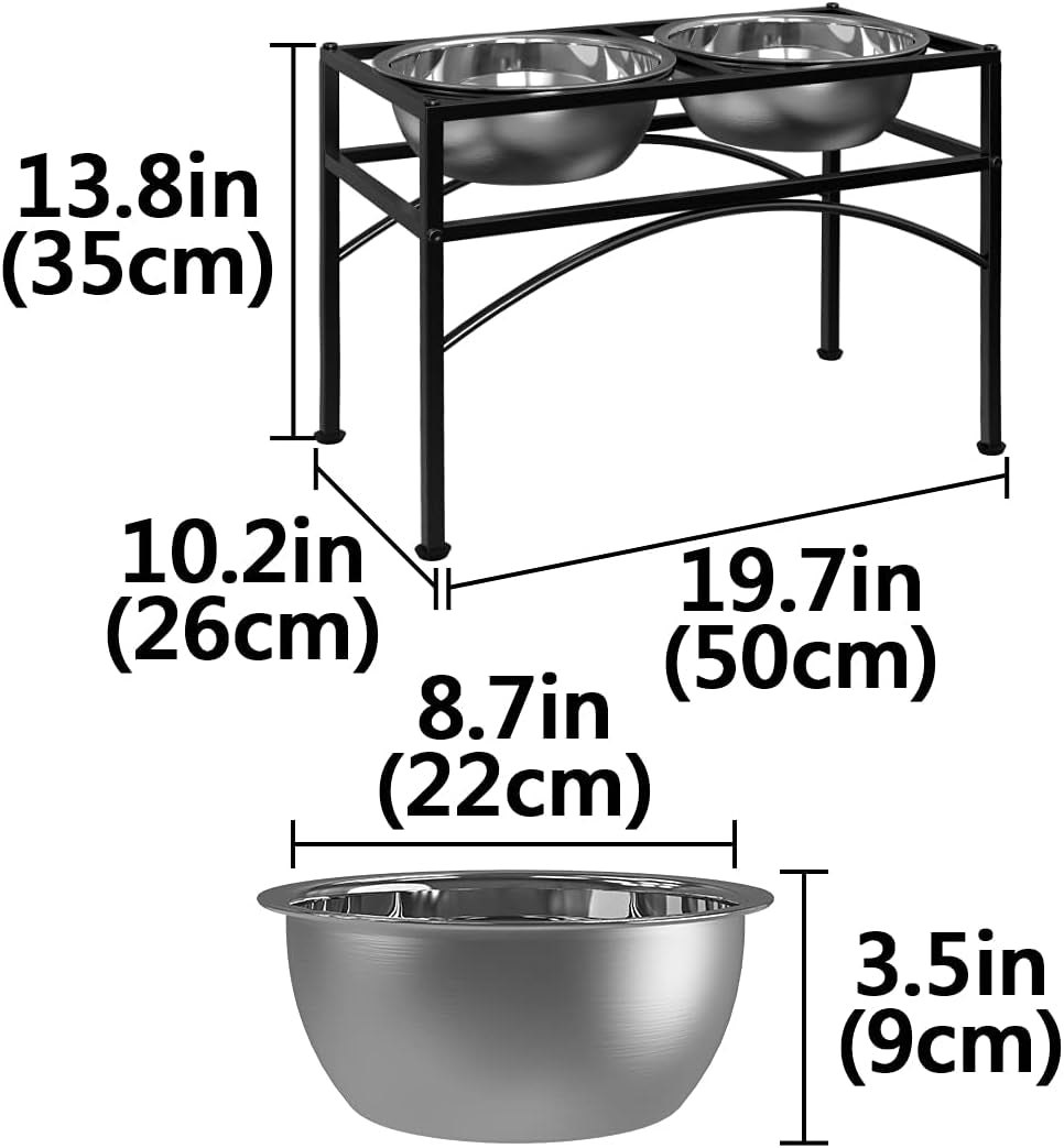 Elevated Dog Bowls for Large Dogs, 14" Raised Dog Bowl Stand for Large Sized Dog, Large Dog Feeder with Food and Water Bowls