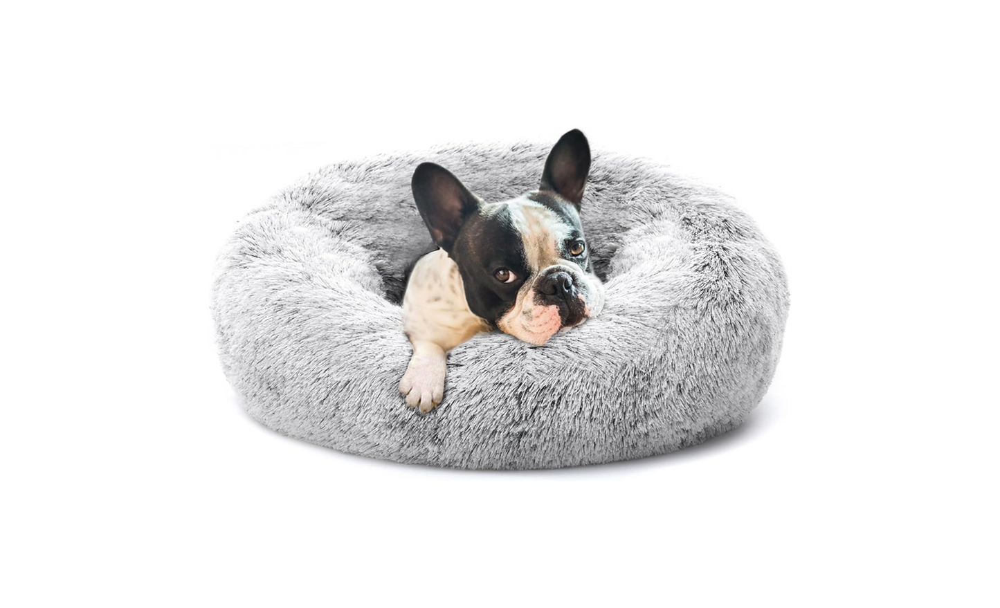 23 Inches Fluffy round Calming Dog Bed Plush Faux Fur,