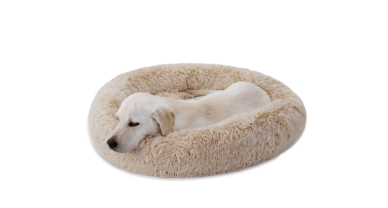 Donut Dog Bed Calming Ultra Soft Shag Faux Fur