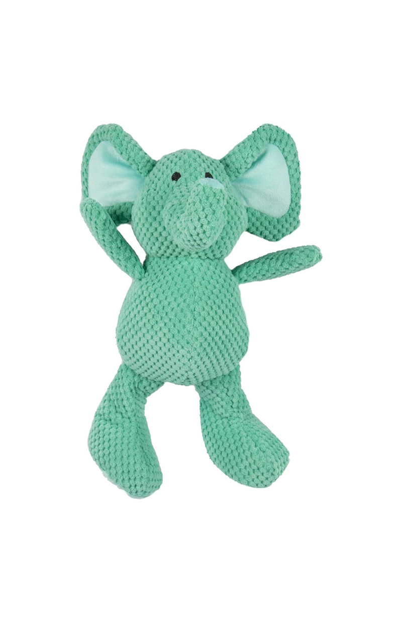 Checkers Elephant Squeaky Plush Dog Toy, Chew Guard Technology - Green, Large