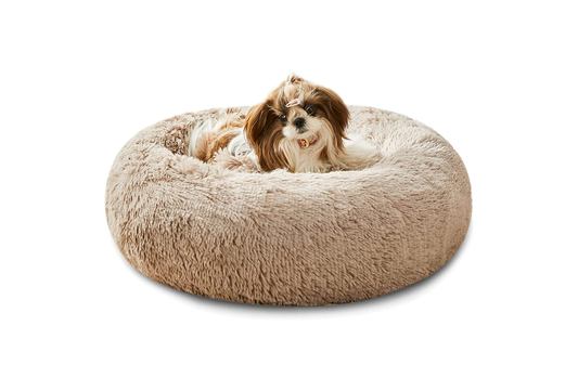 Professional Title: ```Western Home Faux Fur Pet Bed - Calming Anti-Anxiety Donut Cuddler for Small, Medium, and Large Pets - Round Warm Washable Bed (20", Brown)```